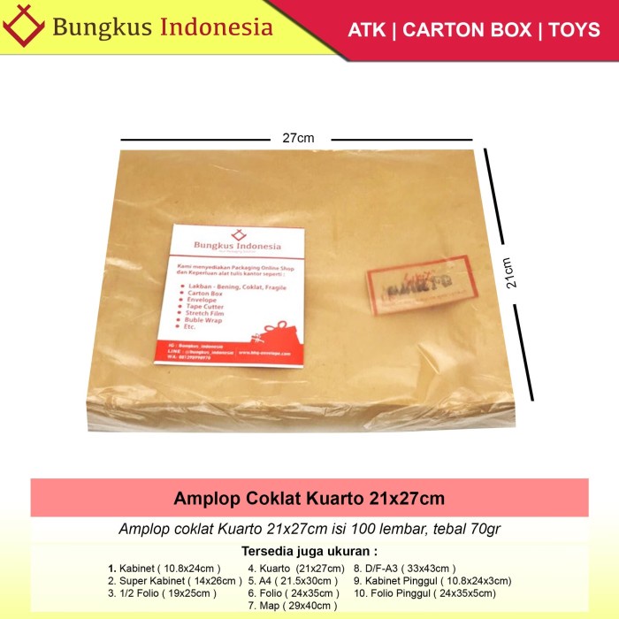 

Cantik Amplop Coklat Kuarto Isi 100 Bergaransi