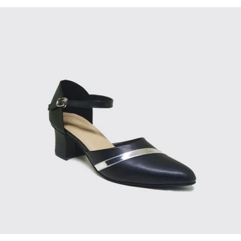 Sepatu Kerja Wanita Pantofel MK-206 Mules Black Big Size 41.42.43.44.45 Ukuran Besar Hitam Sepatu Megan