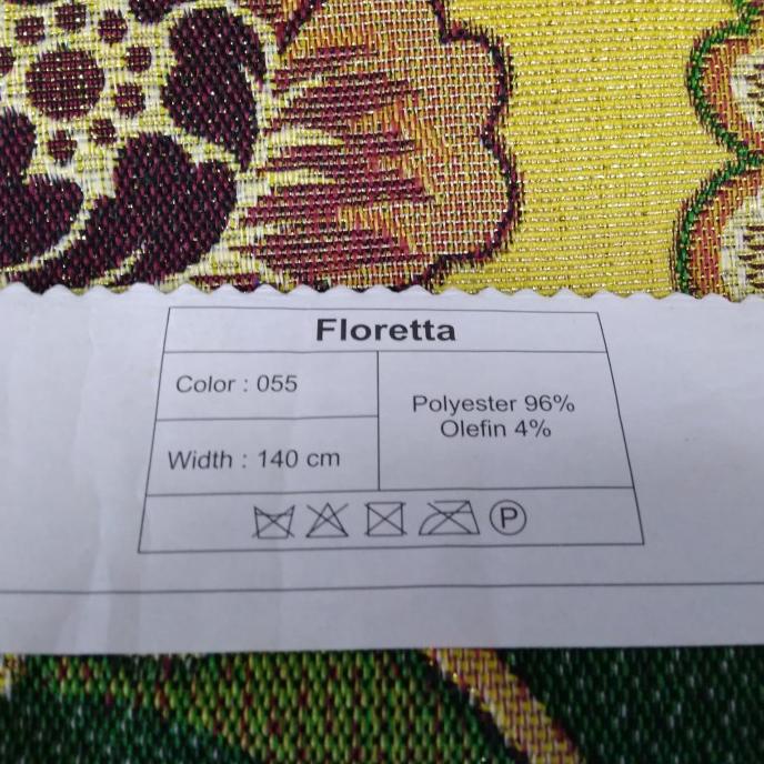 Kain Benang Emas Sofa / Kursi / Jok Motif Bunga Kembang - Floretta