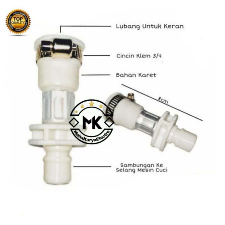 Sambungan Kepala Kran Air Ke Selang Inlet Mesin Cuci 1 Tabung