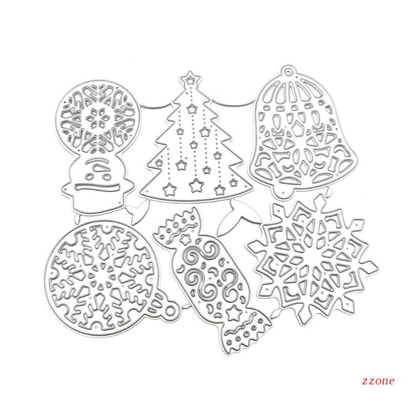 Cetakan Stensil Cutting Dies Motif Pohon Natal Snowflake Permen Bahan Metal Untuk Scrapbook