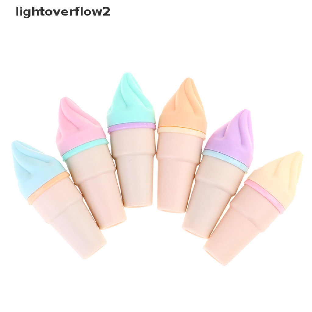 (lightoverflow2) 6pcs / Pak Es Krim Kawaii Warna Permen Untuk Perlengkapan Sekolah / Kantor