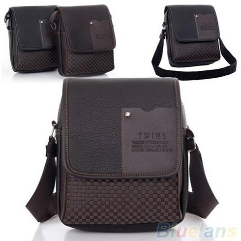 Tas Selempang Pria Bahan Kulit Slingbag Motif Kotak Kotak