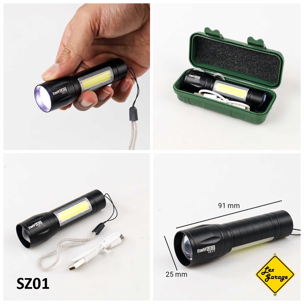 Senter LED Mini Super Terang Police SWAT Zoom USB Cree XML T6 Q5 18650