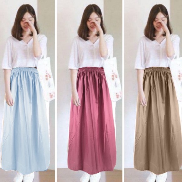 NUZ Izany Rok polos panjang Wolfis Skirt