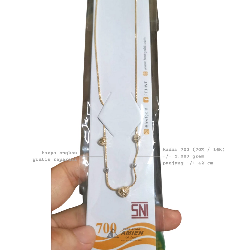 Toko Emas Amien Kalung Emas Asli HWT Kadar 700 (70% / 16K) 3.080 Gram - Italy Santa Love