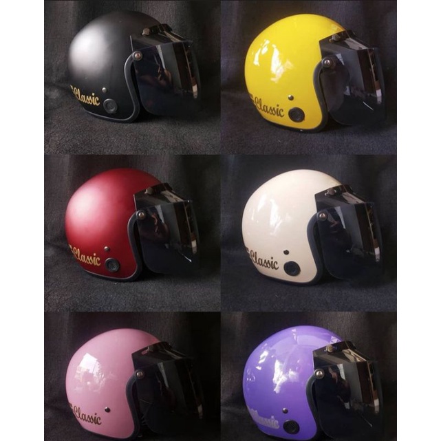 PROMO HELM BOGO CLASSIC GARIS CLASSIC SUDAH + KACA INJAK ORI
