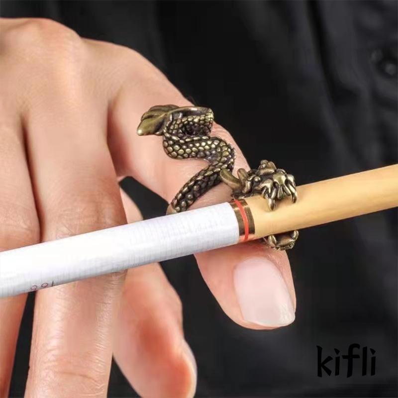 Cincin Holder Rokok Desain Naga Gaya Retro Untuk Hadiah