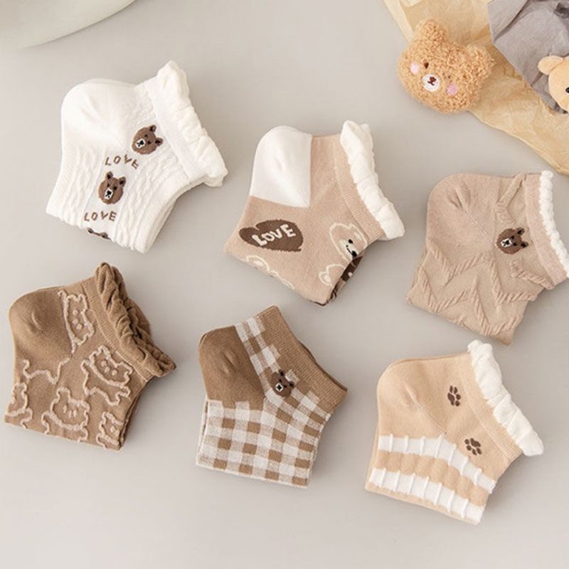 [COD] KAOS KAKI WANITA IMPORT 3D RENDA MOTIF BONEKA BERUANG LUCU CUTE KAOS KAKI PENDEK WANITA MOTIF BONEKA BERUANG BERUANG COKLAT KATUN BAHAN KATUN LEMBUT KAOS KAKI WANITA FASHION