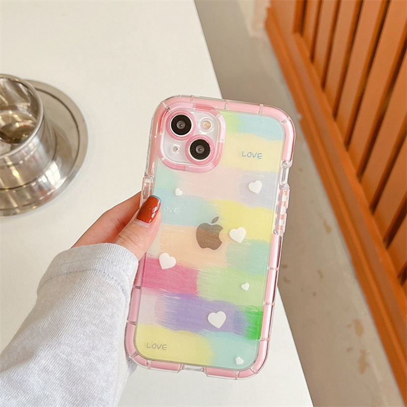 Casing Soft Case Motif Pelangi + Bintang Untuk IPhone Xr Xs Max 11 12 13 14 Pro Max 14 Plus CASING KESING HP IPHONE FOR GIRL