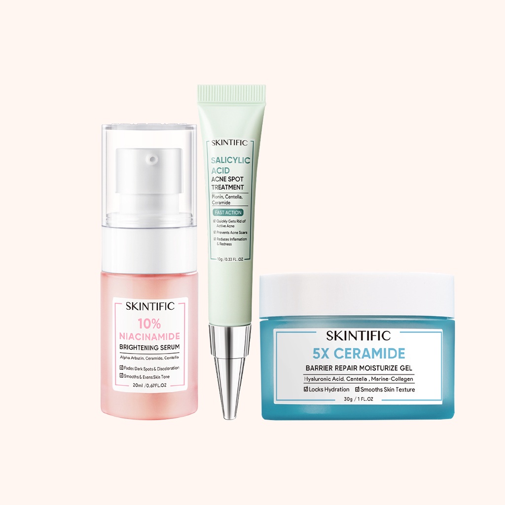 【BPOM】SKINTIFIC 10% Niacinamide Serum /  Moisture Gel /SKINTIFIC 2% Salicylic Acid BHA Acne Spot treatment