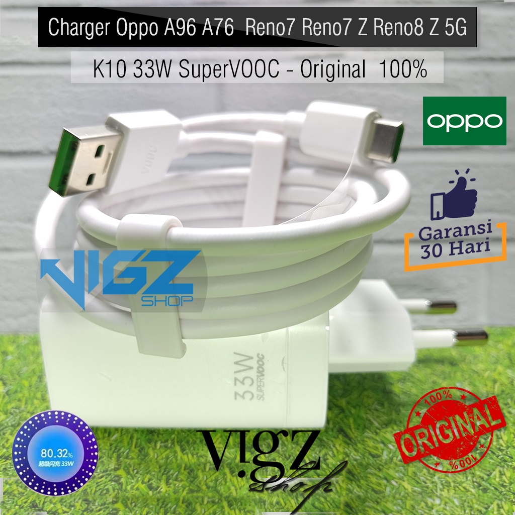 Charger Oppo Reno8 T / A95 / A96 / Reno8 / A77s / A76 / Reno7 / Reno7 Z / Reno8 Z 5G / K10 33W SuperVOOC Original