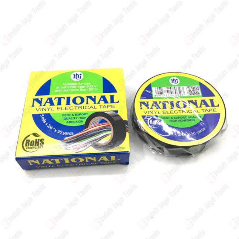 

Isolasi Listrik Hitam National 3/4" 20 Yards Vinyl Electrical Tape Black Selotip Solasi Nachi