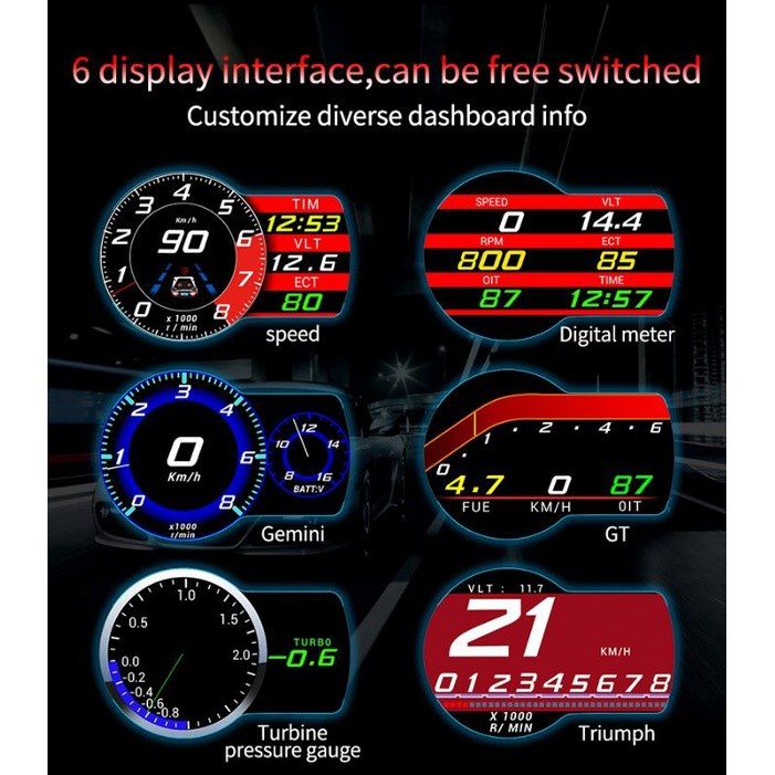Head Up Digital LCD Display Tachometer Indicator OBD2 F8 OBD II Indikator Speedometer