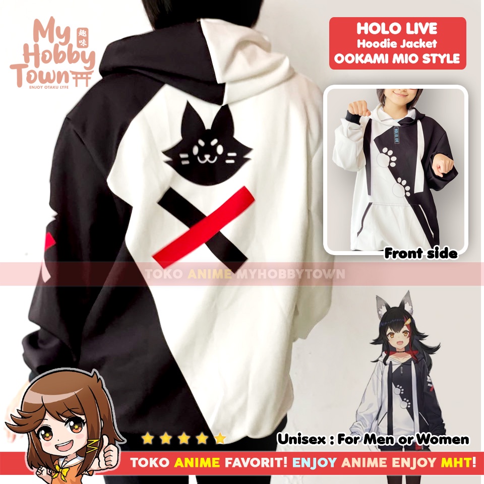 Jaket Hoodie Sweater Anime Holo Live Ookami Mio Impression Cosplay