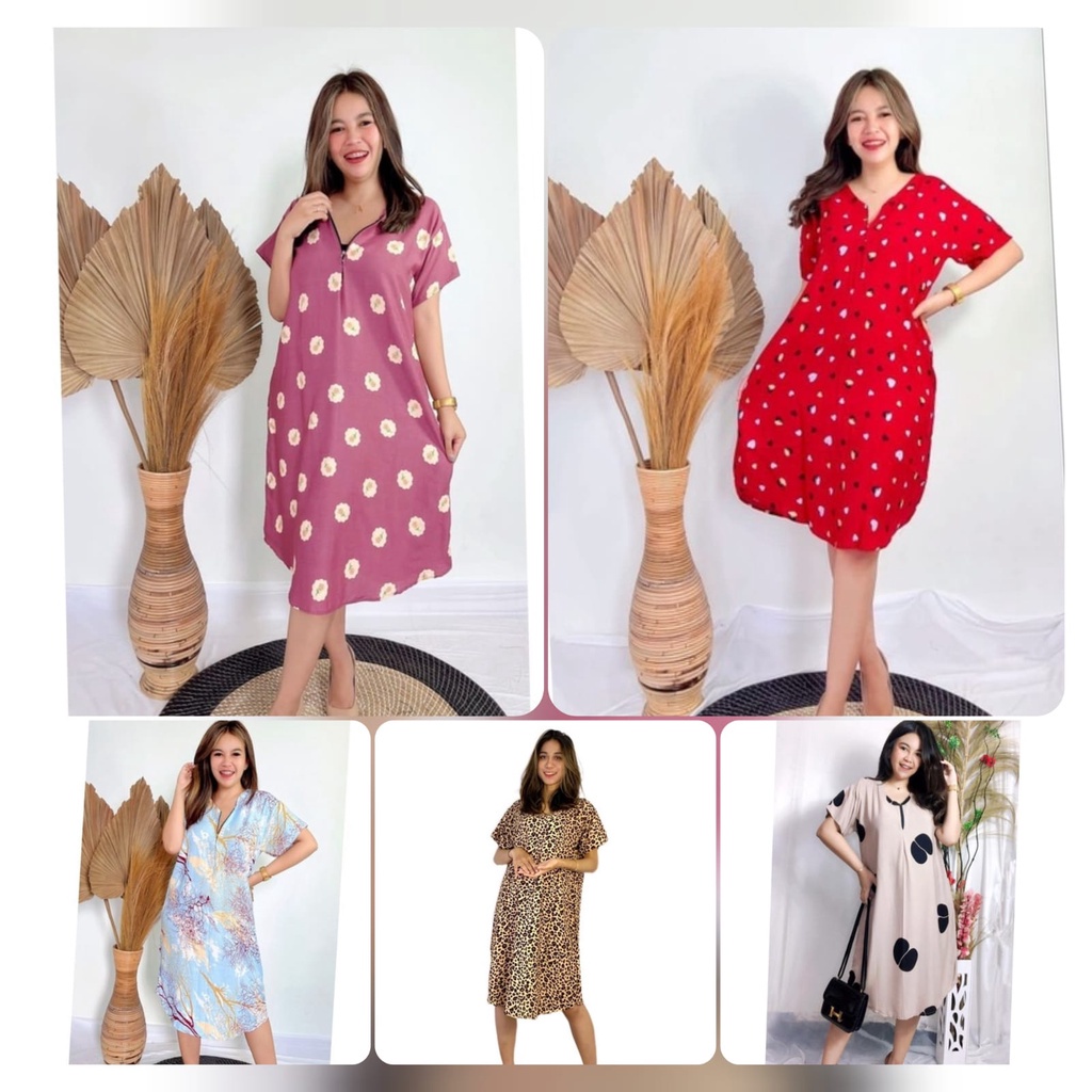 DS020 Daster Rayon Bali Super Pakai Resleting Ukuran Jumbo Grosir Baju Tidur Piyama Wanita Dewasa Te