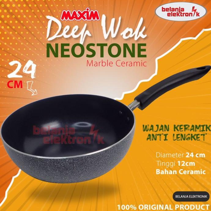 TERMURAH FRYPAN WAJAN MAXIM DEEP WOK NEOSTONE 24 CM MARBLE CERAMIC /PERALATAN MASAK SET/PANCI PRESTO