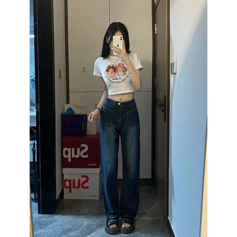 New high waist murah boyfriend celana jeans panjang wanita kulot