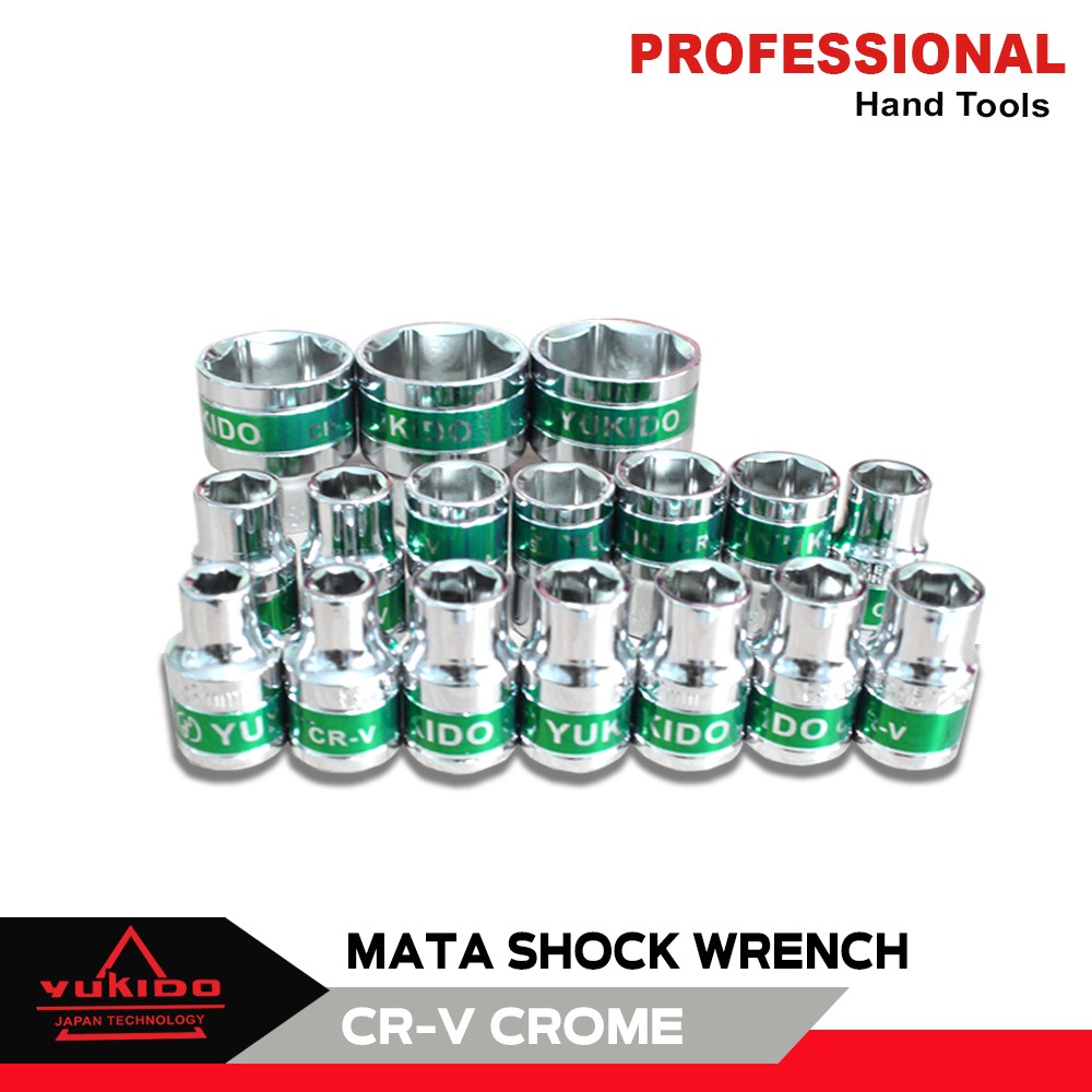 Mata Sock Shock 1/2 Inch YUKIDO Chrome Vanadium - Kunci Sok Pilih Ukuran 8 - 32 mm spt tekiro/tools