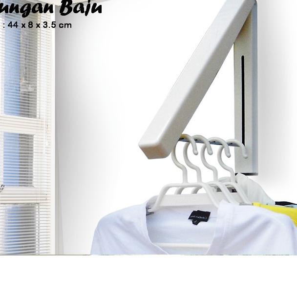 IKILOSHOP Gantungan Baju Indoor bisa dilipat Foldable dengan Baut Hanger Jemuran tanpa Paku Rak Dind