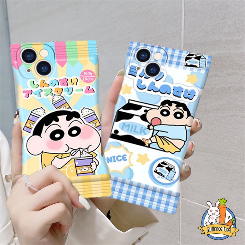 Soft Case Silikon Motif Crayon Shin Chan Untuk iPhone 14 13 12 11 Pro Max X Xr Xs Max 8 7 6 6s Plus SE 2020