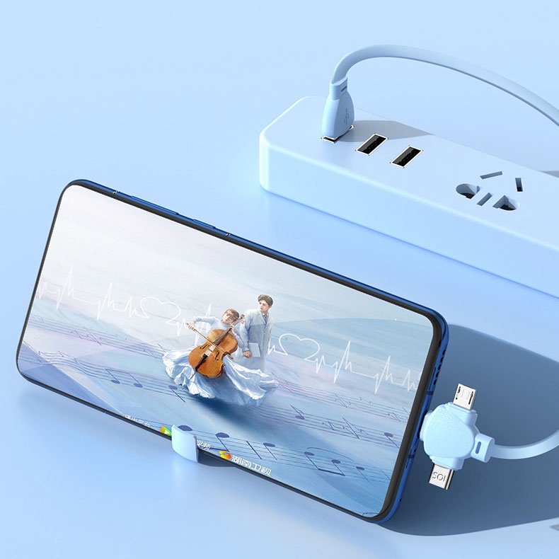 Kabel Charger Usb Tipe-c / Lightning / Micro Usb / Tipe-c / Lightning / Tipe c / 6A 3in1 120W Retractable Untuk Iphone / Android