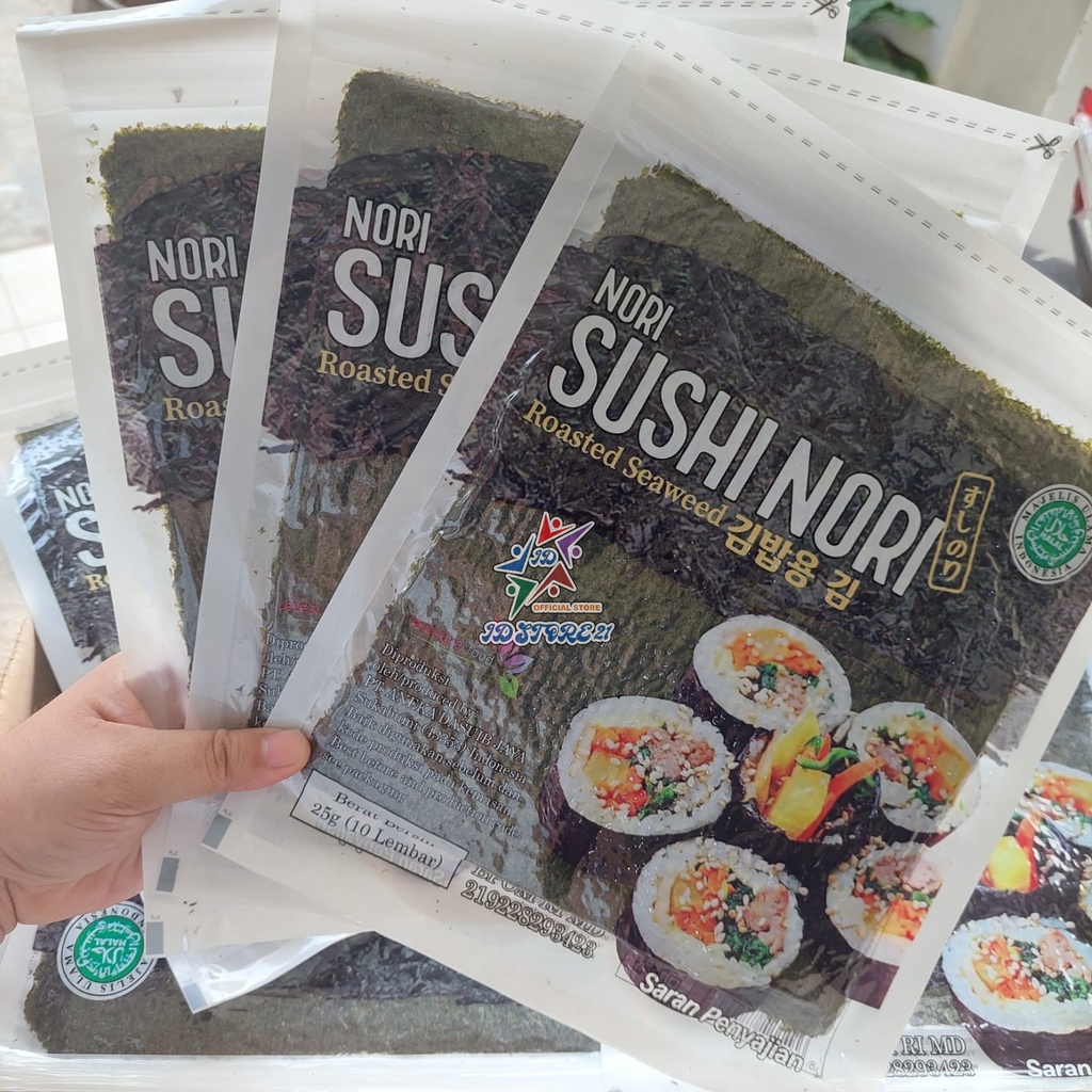 Paket sushi nori 10 JAVA + bambu penggulung halal MUI murah bento kimbap seaweed rumput laut