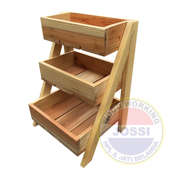 Rak Bumbu Dapur Besar / Rak Display Tiga Susun / Display Kue Kayu Jati Belanda