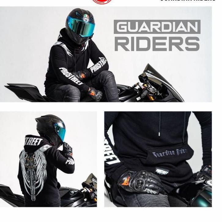 Termurah [ PROMO COD FREE STICKER ] HOODIE SWEATER PROSTREET GUARDIAN RIDERS BLACK NEW / JAKET PRIA 