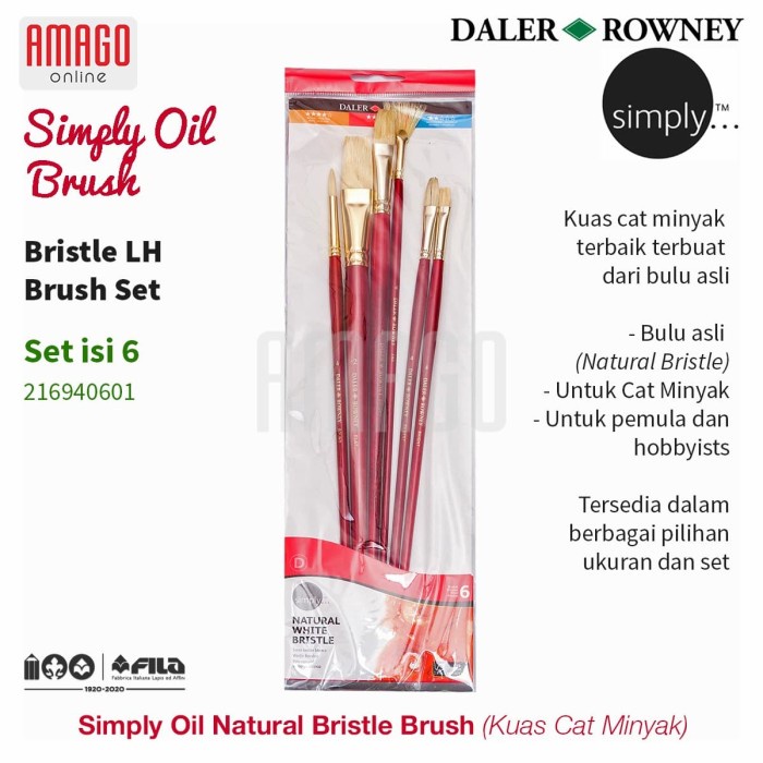 

Berkualitas Daler-Rowney - Simply Oil Bristle Lh Brush Set 6 Pcs - 216940601 Terlaris