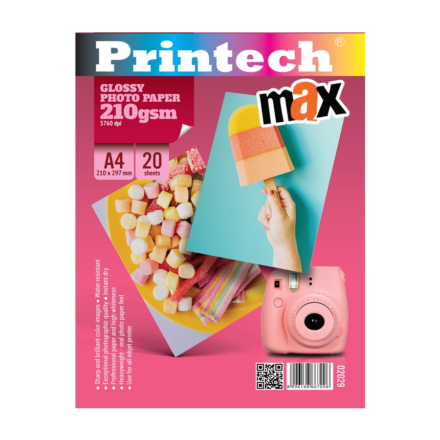 

Kertas Foto Glossy Photo Paper A4 210gsm Printech Glossy Max A4 210gsm SKU: -
