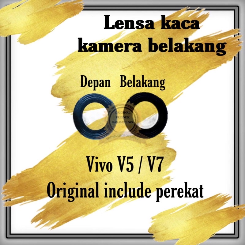 Kaca Lensa Kamera Belakang Vivo V5 / V7 Sudah Sama Lem Black