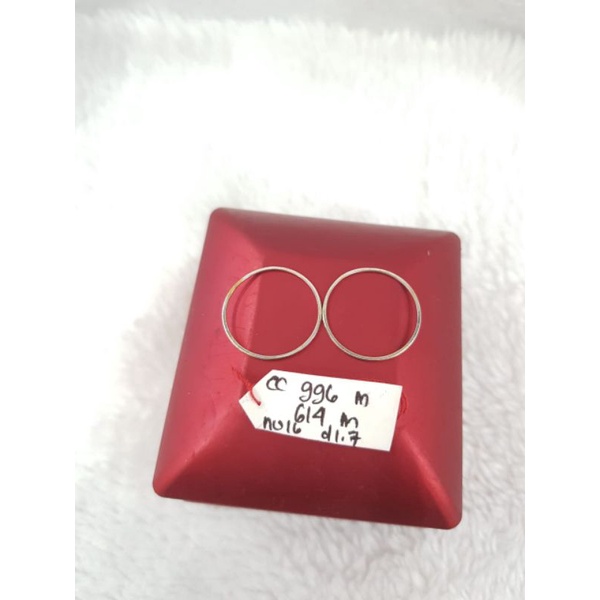 CC996M614M cincin keroncong isi 2 persegi polos emas putih asli berat 0.900 no 16 d 1.7 kadar 70% 16