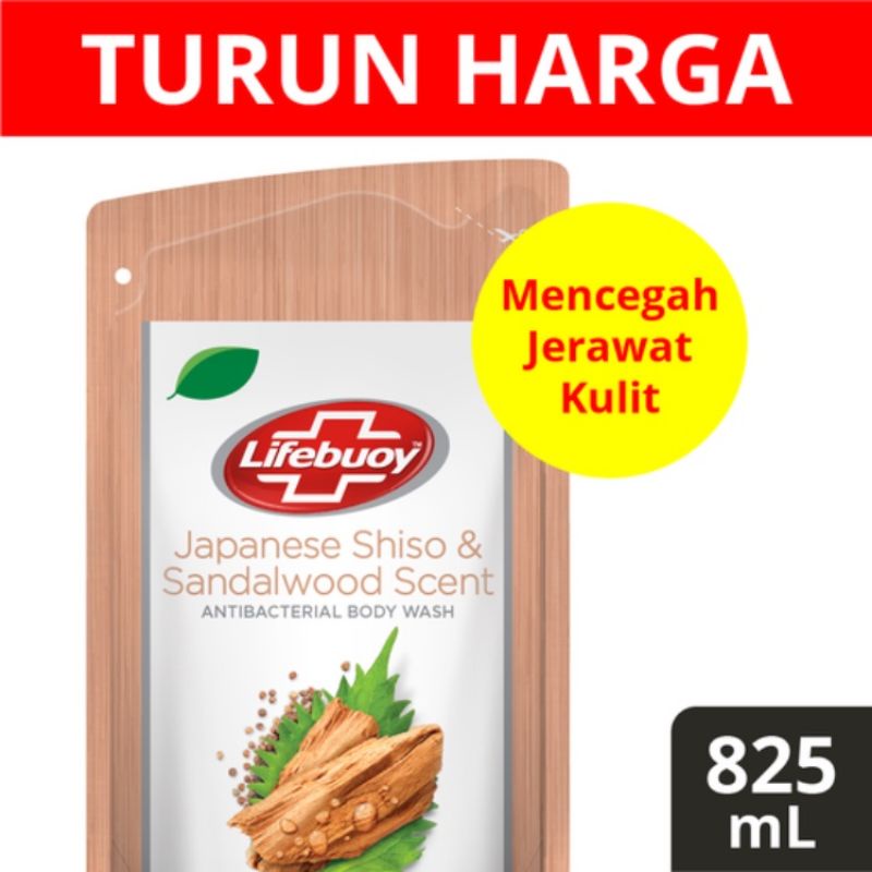 Lifebuoy Sabun Mandi Cair 825 ML Shiso &amp; Sandalwood Japanese 900ml Anti Bakteri