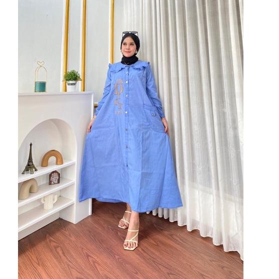 Gamis Semi Jeans Wanita/Gamis Jeans Wanita Model Kancing Premium Bahan Semi Jeans /Gamis Jeans /Gami