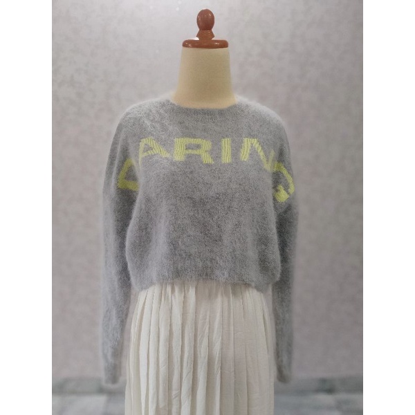 Greyish Lilac Fuzzy Crop Sweater