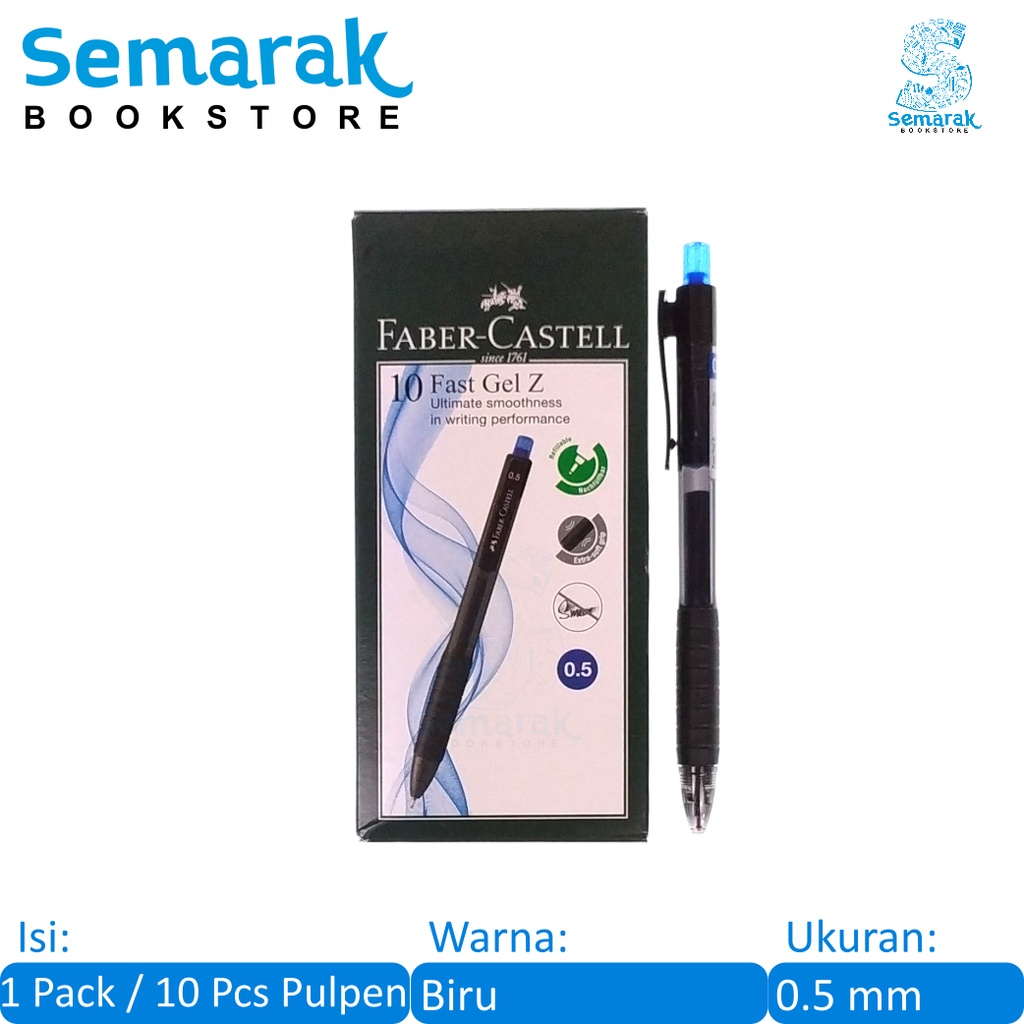

Faber Castell Fast Gel Z Ballpoint Pulpen Cetek 0.7 - Biru [1 Pack / 10 Pcs]