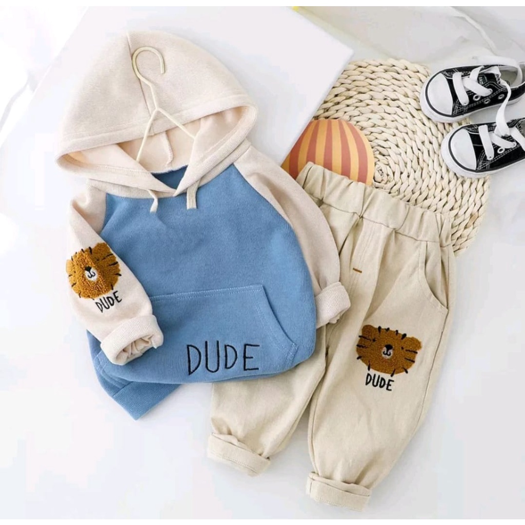 HOODIES SET | SETELAN HOODIE CARDIGAN ANAK LAKI-LAKI DAN ANAK PEREMPUAN MUSIM DINGIN HOODIE DUDE