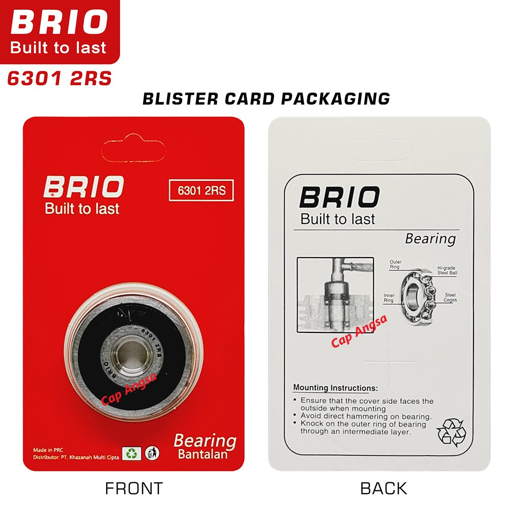 BRIO BEARING 6301 2RS 10pc KLAHER LAHER BERING KLAHAR LAHAR BANTALAN BOLA RODA DEPAN BELAKANG GEAR