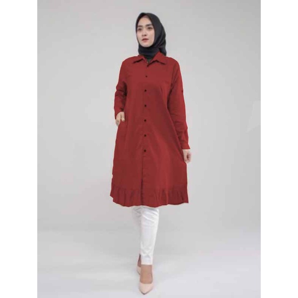 TUNIK WANITA MOTIF  ELTI REMPEL BAWAH BAHAN KATUN, LD 110, LD 115 / TUNIK TERBARU/ BAJU WANITA/ ATAS