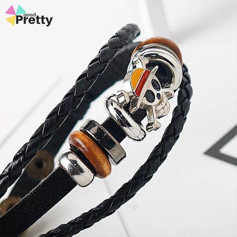 Gelang Tangan Kulit Adjustable Motif Anime Bahan Zinc Alloy Untuk - PD