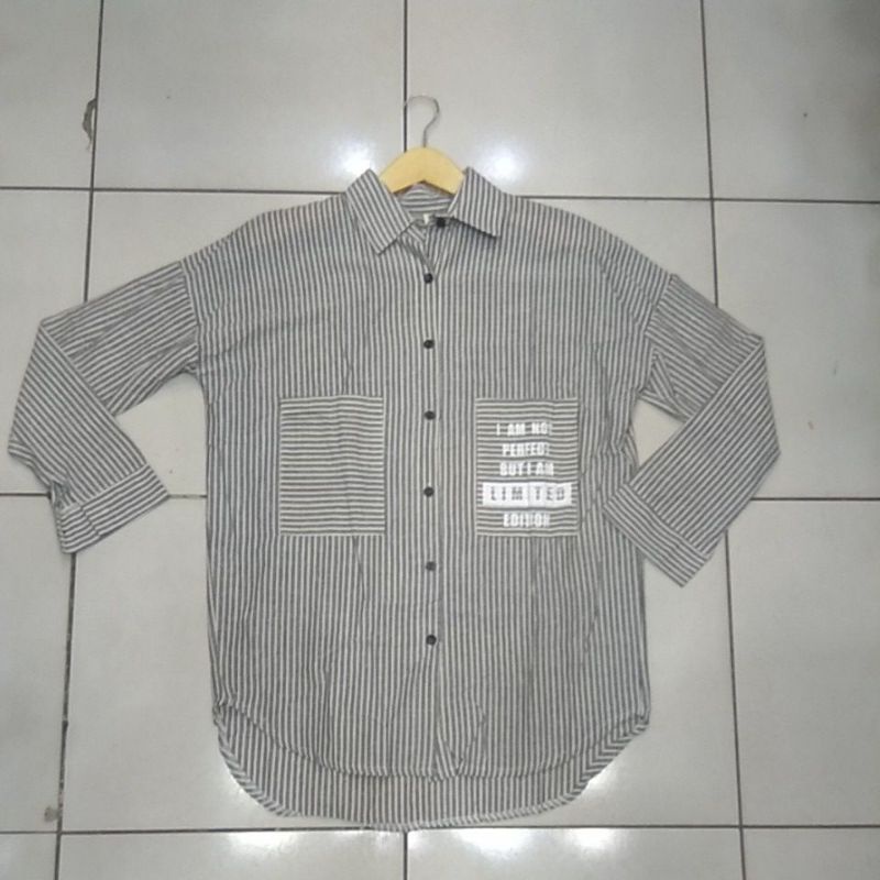 Ready KEMEJA WANITA MOTIF GARIS 02  KATUN HALUS