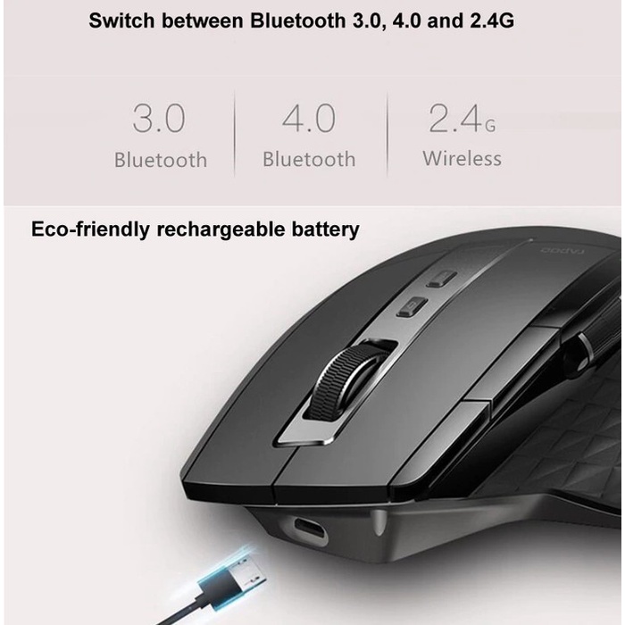 Hadir Rapoo Mt750L Bluetooth Wireless Mouse Multi Device Logitech Mx Killer Berkualitas