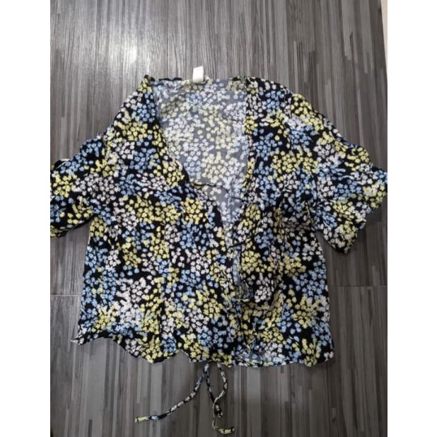 ICENEM GREEN FLORAL PUFF SLEEVE BLOUSE