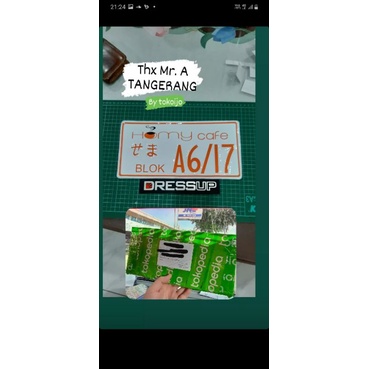 Custom plat nomor mobil kecil / JDM / alamat rumah