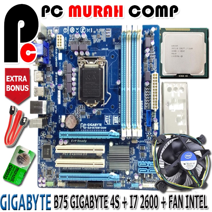 Mainboard Intel LGA 1155 B75 + I7 2600 + FAN