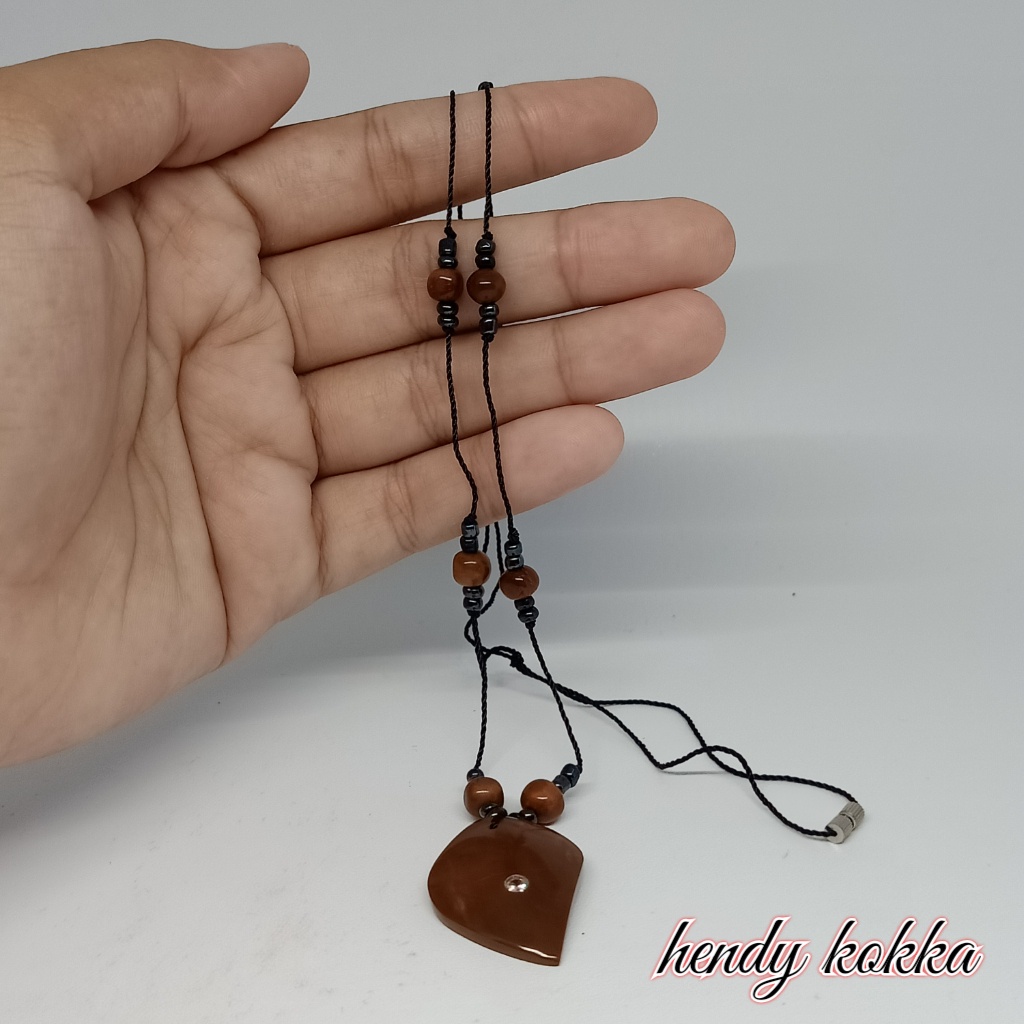 10pcs kalung manik kokka kaukah daun mata coklat