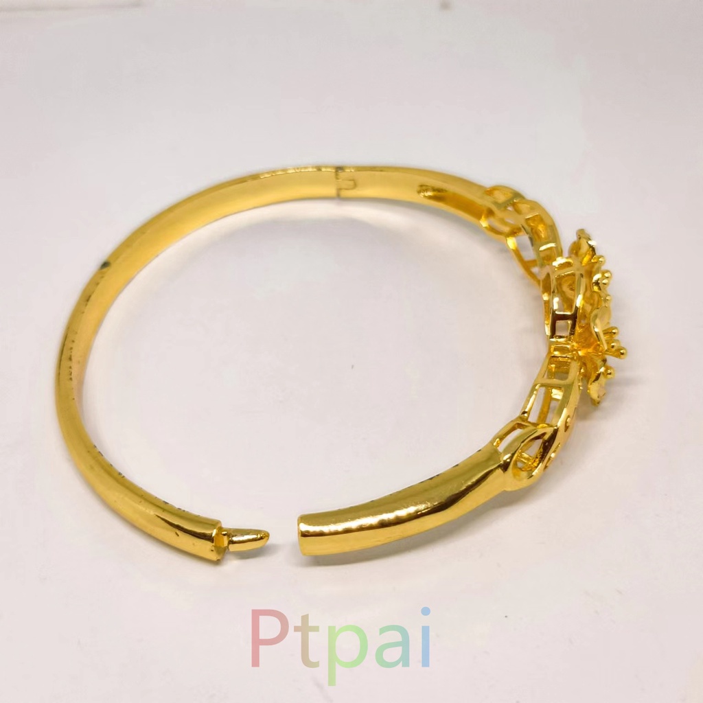 Gelang Kendari Wanita Perhiasan Dubai Lapis Emas 24K Gold Fashion Xuping Bunga