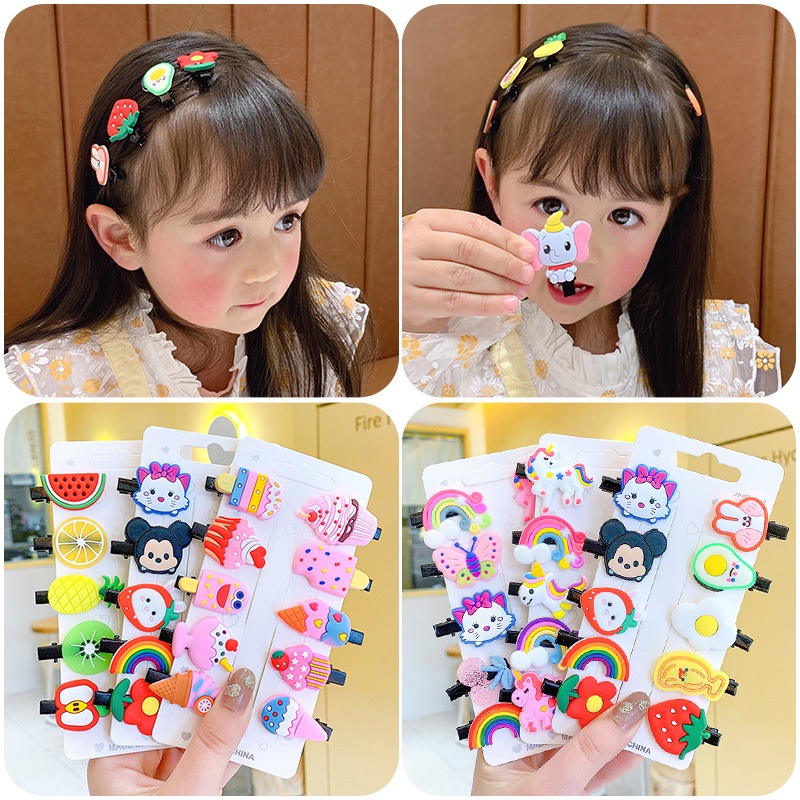 ISI 4-10 PCS - Jepit Rambut Anak Perempuan / Jepitan Kualitas Import Hair Pin Murah Lucu Balita Bayi Perempuan Karakter zrvedia