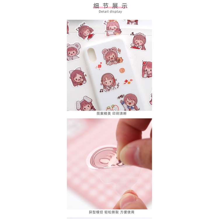 [DZ] ST555 - 40PCS/Pack Kawaii Facial Expression Girl Sticker Scrapbooking Stationery School Supplies